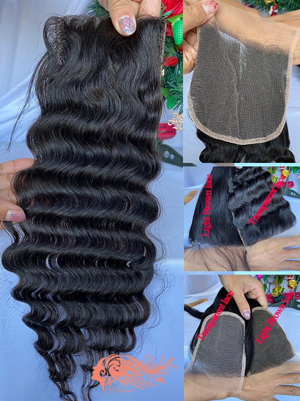 Csqueen 9A Majestic wave 4*4 Transparent Lace Closure 100% Human Hair